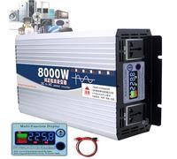 SNBGRYE Onduleur SinusoïDal Pur, Onduleur De Voiture 12v-60v, éCran Couleur Intelligent + Prises Universelles + 2 Ventilateurs, pour La Maison, Le Camping-Car, Le Camion, Le Camping,8000W-24Vto110V