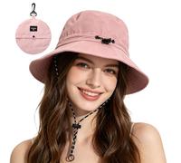 SNBUHA Chapeau de Soleil Pliable pour Femme Homme, Bob de Pêcheur avec Sangle Menton Réglable, Chapeau de Pluie Imperméable pour Randonnée Voyage Pêche Camping, Rose