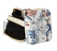 SNCCJ Porte-cartes de crédit pour femme, petit portefeuille double couche, grande capacité, imprimé floral, accordéon, Porte-cartes Fleur Blanche, S, Minimaliste