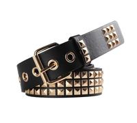 SNCEAW Ceinture cloutée, ceinture à rivets punk rock en métal avec pyramide brillante cloutée pour homme et femme, doré, 43.3 inches