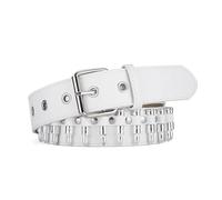 SNCEAW Ceinture cloutée, ceinture à rivets punk rock en métal avec pyramide brillante cloutée pour homme et femme, Rivet balle blanche, Fit Pant 31-36 inch