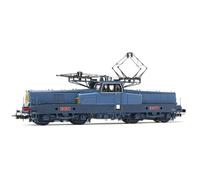 SNCF, locomotive électrique à 4 essieux BB 12013 avec feux avant 2+2, livrée bleu/jaune avec plaques rouges, ep. III