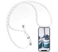 SNCLET Case pour TCL 50 SE Housse en Souple Silicone Transparent Housse Bumper Etui Lanière avec Cordon Réglable Longueur Chaîne Etui avec Lanyard pour TCL 50 SE,Blanc