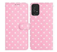 SNCLET Coque Mignonne à Pois pour Samsung Galaxy A72 5G Coque en Silicone étui à Rabat en Cuir PU avec Protection TPU Magnétique Fentes pour Cartes pour Samsung Galaxy A72 5G,Rose