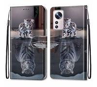 SNCLET Coque pour Blackview A85 Flip Case Fente pour Carte Colorful Portefeuille PU Leather Anti-Rayures Antichoc Protection Coque Cuir Wallet avec Magnétique pour Blackview A85,Chaton-Tigre