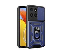 SNCLET Coque pour Honor X6a Bumper Case Antichoc de Qualité Militaire Etui avec Cache Caméra Coulissante avec Support de Bague TPU PC Armor Protection Housse pour Honor X6a,Bleu