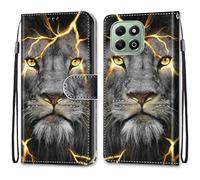 SNCLET Coque pour Honor X6b Magnétique Rabat Cuir Etui PU Leather Portefeuille Fente pour Carte avec Fonction de Support Protection Coque Flip Wallet Etui pour Honor X6b,Lion Sauvage