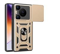 SNCLET Coque pour Huawei Pura 70 Pro Antichoc de Qualité Militaire Etui avec Cache Caméra Coulissante avec Anneau Rotation Support PC TPU Armor Housse de Protection pour Huawei Pura 70 Pro,Gold