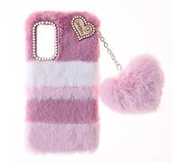 SNCLET Coque pour Motorola Moto G24 Power Coque de Protection Fluffy Fur Plush Housse TPU Bumper Etui Antichoc Soft Warm Love Bling Cover Fluffy Fur Skin Phone Case pour Moto G24 Power,Collage Rose