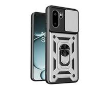 SNCLET Coque pour OnePlus 15R 5G Antichoc de Qualité Militaire Housse avec Cache Caméra Coulissante avec Anneau Rotation Support PC TPU Armor Coque de Protection pour OnePlus 15R 5G,Argent