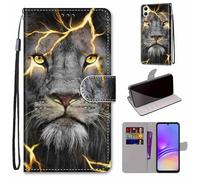 SNCLET Coque pour Samsung Galaxy A05 Magnétique Rabat Portefeuille Cuir Etui Fente pour Carte PU Leather Anti-Rayures Protection Coque Cuir Flip Wallet Etui pour Samsung Galaxy A05,Lion Sauvage