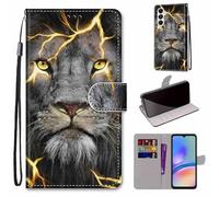 SNCLET Coque pour Samsung Galaxy A05s Magnétique Rabat Portefeuille Cuir Etui Fente pour Carte Anti-Rayures Protection Coque Cuir PU Flip Wallet Etui pour Samsung Galaxy A05s,Lion Sauvage