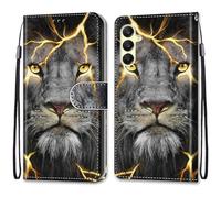 SNCLET Coque pour Samsung Galaxy A25 5G Magnétique Rabat Portefeuille Cuir Etui Fente pour Carte Anti-Rayures Protection Coque Cuir PU Flip Wallet Etui pour Samsung Galaxy A25 5G,Lion Sauvage