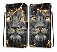 SNCLET Coque pour TCL 403 Magnétique Rabat Portefeuille Cuir Etui Fente pour Carte pour TCL 403 Etui de Cuir PU Anti-Rayures Protection Coque Cuir Flip Wallet Etui pour TCL 403,Lion Sauvage