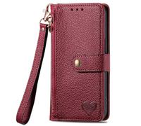 SNCLET Coque pour Vivo Y22s Antichoc Housse avec Motif d'amour Étui à Rabat Cuir PU Housse en RFID Protection Portefeuille Magnétique Silicone Coque pour Vivo Y22s,Rouge