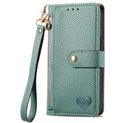SNCLET Coque pour Vivo Y22s Housse Antichoc en Cuir PU,Motif d'amour Étui à Rabat Housse en RFID Protection Portefeuille Magnétique Silicone Coque pour Vivo Y22s,Vert