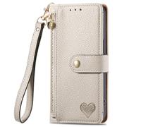 SNCLET Coque pour Vivo Y55s 2023 Silicone Étui,Motif d'amour Étui à Rabat Cuir PU Housse en RFID Protection Portefeuille Magnétique Silicone Coque pour Vivo Y55s 2023,Gris