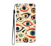 SNCLET Étui à Rabat pour Oppo A32 Coque Portefeuille Œil créatif High-Tech Motif, iner Silicone Flip Case Antichoc Cuir Housse avec 360 Degrés Protection Cover pour Oppo A32