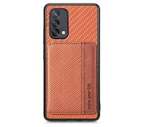 SNCLET Étui Portefeuille pour Oppo A74 4G Antichoc Coque de Protection Shockproof Case,Porte-Cartes avec Magnétique,Coque Portefeuille en Carbon Fiber Texture pour Oppo A74 4G,Brun