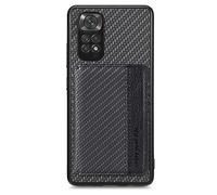 SNCLET Étui Portefeuille pour Redmi Note 11S Cover Housse de Protection Shockproof,Porte-Cartes avec Magnétique,Coque Portefeuille en Carbon Fiber Texture pour Redmi Note 11S,Le Noir