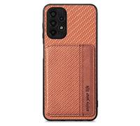 SNCLET Étui Portefeuille pour Samsung Galaxy A13 4G Antichoc Coque de Protection Shockproof Case,Porte-Cartes avec Magnétique,Coque Portefeuille en Carbon Fiber Texture pour Galaxy A13 4G,Brun