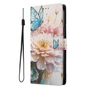 SNCLET Étui Portefeuille pour TCL 40 NxtPaper 4G Étui à Rabat en Cuir PU Coque avec Support Intégré,Fente pour Carte,Motif Rétro Housse de Protection pour TCL 40 NxtPaper 4G,Fleurs Roses