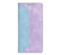 SNCLET Étui Téléphone pour Oppo A16 Coque à Rabat Cuir PU Style Simple Fonction Support Antichoc Anti-Poussière Fentes pour Cartes Magnétique Housse pour Oppo A16,Bleu/Violet