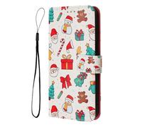 SNCLET Flip Cover Étui pour Realme C30 4G Coque en Silicone TPU Christmas Cuir PU Portefeuille Housse Cartes Slot Magnétique Belle Noël Téléphone Cover pour Realme C30 4G,Ours de Noël