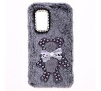 SNCLET Fluffy Fur Plush Coque pour Cubot A10 Étui en Silicone Mince Souple Housse TPU Bumper Antichoc Peluche Toute Douce Ours Chic Bling Fluffy Phone Case pour Cubot A10,Ours Gris