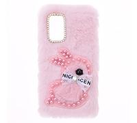 SNCLET Fluffy Fur Plush Coque pour OnePlus Nord 2T Coque Bumper Case en Silicone avec Diamond Lapin Mignon Peluche Artificielle Fourrure Rabbit Etui de Téléphone TPU pour OnePlus Nord 2T,Lapin Rose
