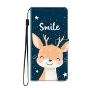 SNCLET Housse en Cuir PU Flip Pochette Portefeuille Étui pour Nokia 3.4 Coque avec Emplacement Carte,Magnétique Antichoc Housse en Cuir PU Premium pour Nokia 3.4,Cerf Souriant