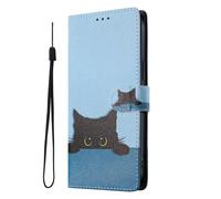 SNCLET Housse pour Oukitel C62 Pro Flip Cover Portefeuille Cuir PU avec Coque en Silicone,Support intégré,Fente pour Carte,Étui de Protection à Motif pour Oukitel C62 Pro,Chat Noir Mignon