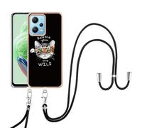SNCLET Housse pour Redmi Note 12 5G Slim Case Coque avec Cordon de Collier Ultra-Mince Étui Shockproof Antichoc TPU Edges PC Back Protection Réglable Lanyard Case pour Redmi Note 12 5G,Chat Tigré