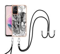 SNCLET Housse pour Redmi Note 12S Coque Silicone avec Cordon de Collier Ultra-Mince Étui Bumper Antichoc Case TPU Edges PC Back Shockproof Protection Lanyard Case pour Redmi Note 12S,Éléphant