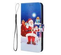 SNCLET Magnétique Étui pour Oppo A73 4G 2020 Housse en Cuir PU Antichoc Coque Christmas Flip Cover Portefeuille Cartes Slot Belle Noël Téléphone Housse pour Oppo A73 4G 2020,Père Noël