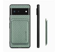 SNCLET Phone Case pour Google Pixel 6 Coque Silicone TPU Étui pour Google Pixel 6 Housse de Protection Shockproof Détachable Porte-Cartes avec Magnétique Carbon Fiber Coque pour Google Pixel 6,Vert