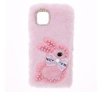 SNCLET Plush Étui pour Oscal Flat 2 Coque Antichoc Anti-Rayures Bumper Silicone Bling Bunny Lapin Mignon Peluche Artificielle Fourrure Rabbit Fluffy TPU Housse pour Oscal Flat 2,Lapin Rose