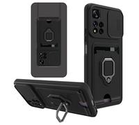 SNCLET pour Redmi Note 11S 5G Antichoc Coque,Coque avec Cache pour Caméra Coulissante Support de Bague Card Slot Cordon Redmi Note 11S 5G Étui en Silicone TPU Coque pour Redmi Note 11S 5G,Noir
