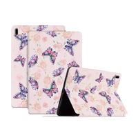 SNCLET pour Samsung Galaxy Tab S7 FE Coque Tablette Housse Cuir PU Étui avec Auto Wake/Sleep Support Fonction Coque TPU Coque pour Samsung Galaxy Tab S7 FE Case SM-T730,T733,T736B,Papillon Rose