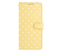 SNCLET Téléphone Étui à Rabat pour Motorola Moto G47 5G Étui Portefeuille Cuir PU à Pois Mignon avec Protection Durable en TPU Souple,Fentes pour Cartes Coque Magnétique pour Moto G47 5G,Jaune
