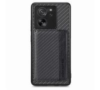 SNCLET Wallet Case Étui pour Xiaomi 13T Cover Housse de Protection Shockproof,Porte-Cartes avec Magnétique,Coque Portefeuille en Carbon Fiber Texture Étui en Silicone pour Xiaomi 13T,Le Noir