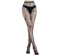 SNDE 1 paire de collants résille noirs à motif résille pour femme Taille haute élastique