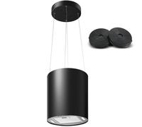 SNDOAS Hotte Aspirante 35cm, 700 m³/h Hotte Suspendue, 2 Filtres Charbon | Hotte ilot central avec 3 Vitesses Arrêt Retardé (5 minutes), Éclairage LED, Hotte Aspirante Recyclage, Noire