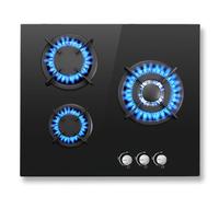 SNDOAS Plaque Cuisson Gaz, Plaque Gaz 3 Feux avec Sécurité Thermocouple, Convient pour le Gaz Naturel ou le Gaz Propane, Noir, 6,18 kW, 220-240 V