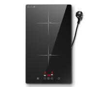 SNDOAS Plaque Induction 2 Feux Encastrable/Portable, 3000W, Avec Prise | Plaque de Cuisson Electrique 30cm, 9 Niveaux, Minuterie 99 Min, Arrêt Automatique, Sécurité Enfant, Détection des Casserole