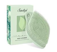 Sndyi Brosse pour le corps en silicone, Exfoliant pour le Corps pour Une Mousse Plus Facile & les Peaux Sensibles, Unique Feuille de Loofah en Silicone, Facile à Nettoyer et Durable, Vert Sapin