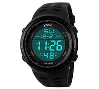 Sne à affichage numérique pour homme Big Face LED électronique étanche Sport Montre bracelet noir Sk1167