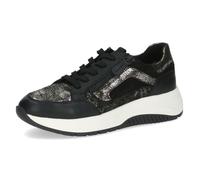 Sneaker Femme - CAPRICE - Cuir Noir - Lacets et Zip - Semelle Amovible 37