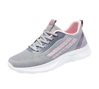 Sneaker Mit Mesh Femme Turnschuhe Bequem Für Damen Atmungsaktiv Wanderschuhe Rutschfest Sportschuhe Leichtgewichts Mesh Sneakers Lace Up Tennisschuhe Für Joggen Training, gris, 36 EU