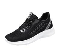 Sneaker Mit Mesh Femme Turnschuhe Bequem Für Damen Atmungsaktiv Wanderschuhe Rutschfest Sportschuhe Leichtgewichts Mesh Sneakers Lace Up Tennisschuhe Für Joggen Training, Noir , 37 EU